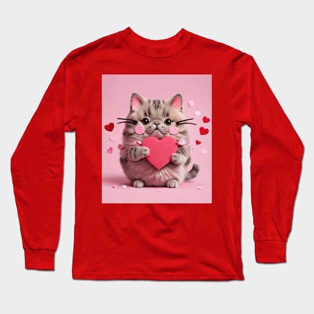 Cute kitty wants to be a Valentine Long Sleeve T-Shirt by Love of animals